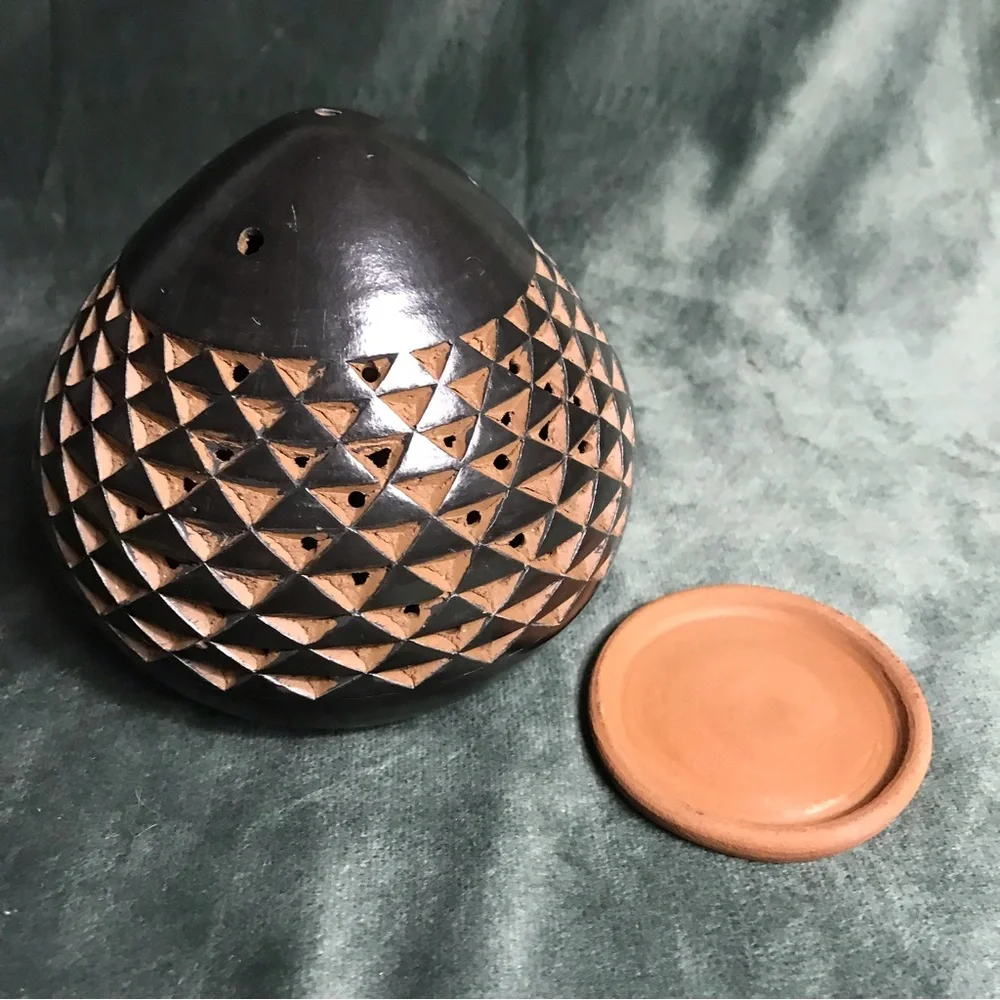 Black Triangle Terracotta Tealight Incense Holder